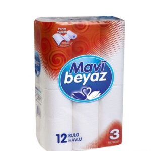Mavi Beyaz 12’li Havlu