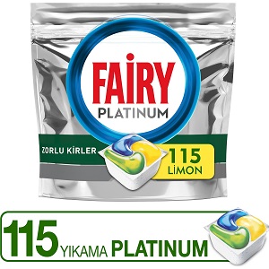 Fairy Platinum Bulaşık Makinesi Deterjanı Tableti Limon Kokulu 115 Yıkama