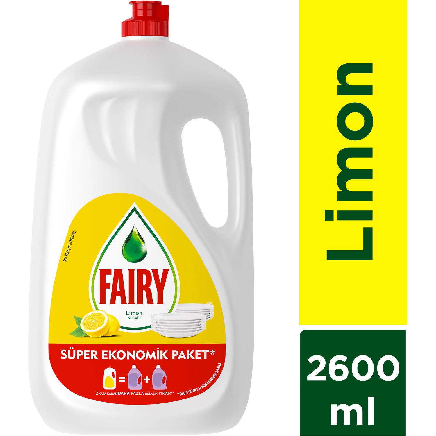 Fairy 2600 ml Sıvı Bulaşık Deterjanı Süper Ekonomik Paket Limon ve Misket Limonu Kokulu