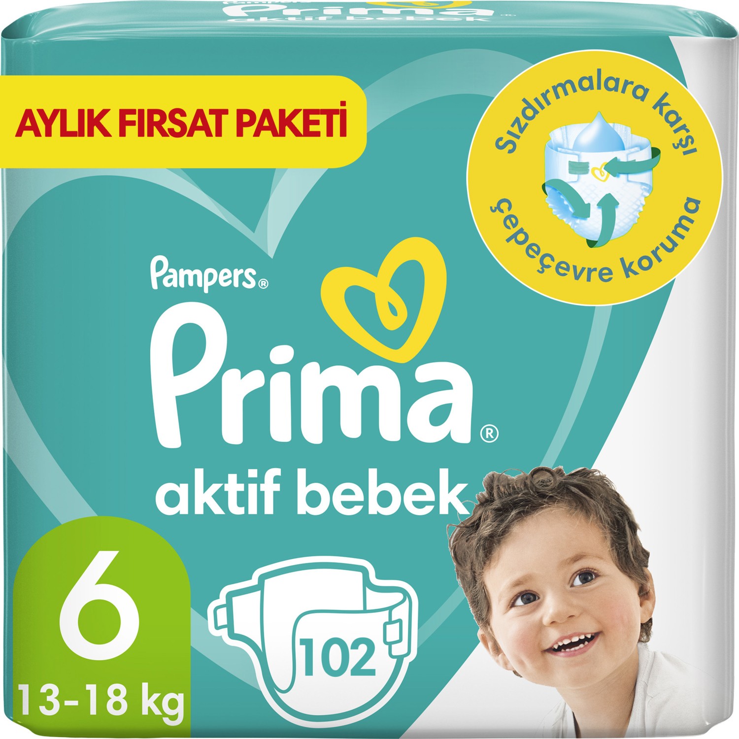 Bebek Bezi Aktif Bebek 6 Beden 102 Adet Ekstra Large Aylık Fırsat Paketi